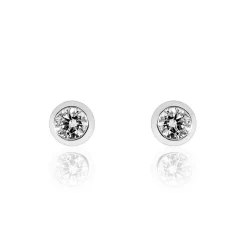 Boucles D'oreilles Puces Ofelia Or Blanc Diamant