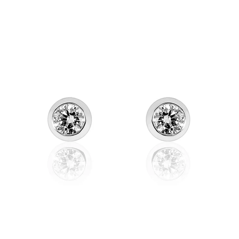 Boucles D'oreilles Puces Ofelia Or Blanc Diamant