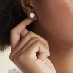 Marc Orian Boucles D'Oreilles Argent|Idées Cadeaux Femme > Boucles D'oreilles Puces Orbe Argent Blanc Céramique argent blanc céramique blanche