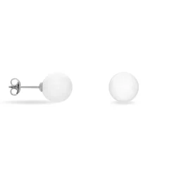 Marc Orian Boucles D'Oreilles Argent|Idées Cadeaux Femme > Boucles D'oreilles Puces Orbe Argent Blanc Céramique argent blanc céramique blanche