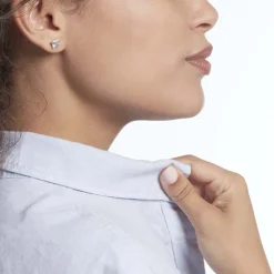 Boucles D'oreilles Puces Or Blanc Doreen Oxydes De Zirconium