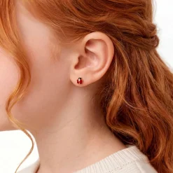 Boucles D'oreilles Puces Or Jaune Helidie Email