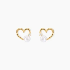 Boucles D'oreilles Puces Or Jaune Fergus Perle De Culture Oxyde
