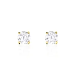 Boucles D'oreilles Puces Or Jaune Victoria Diamants