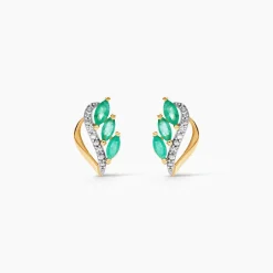 Marc Orian Bijoux Or|Anniversaire De Mariage > Boucles D'oreilles Puces Or Jaune Sheelagh Emeraudes Diamants