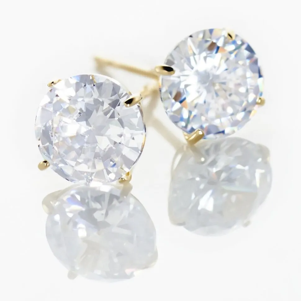 Boucles D'oreilles Puces Or Jaune Katherina Oxyde De Zirconium