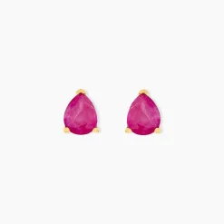 Boucles D'oreilles Puces Or Jaune Pluie D'Eclat Rubis