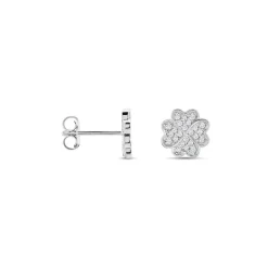 Boucles D'oreilles Puces Ottilie Argent Blanc Oxyde De Zirconium