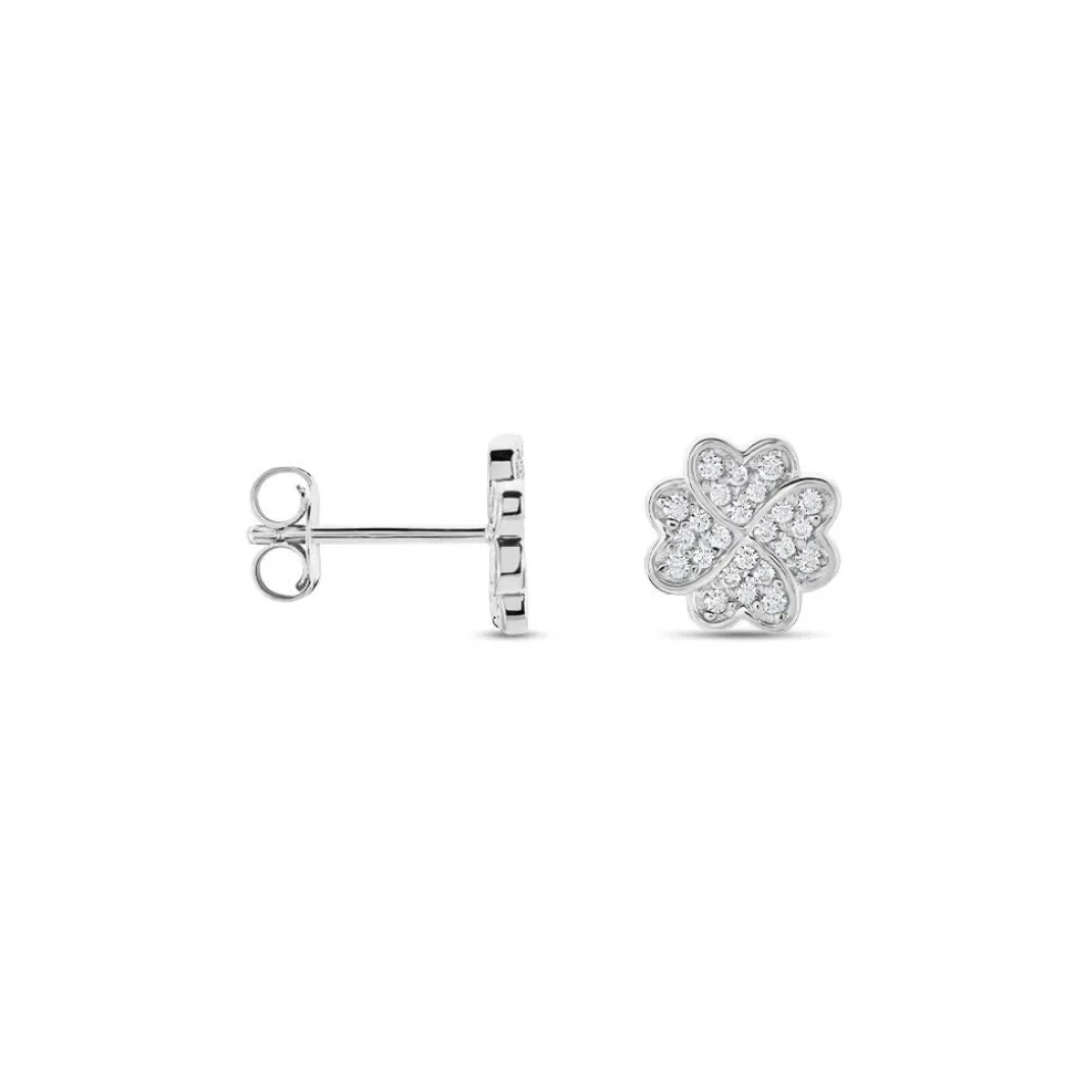 Boucles D'oreilles Puces Ottilie Argent Blanc Oxyde De Zirconium
