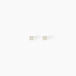 Boucles D'oreilles Puces Pepita Or Jaune Oxyde De Zirconium