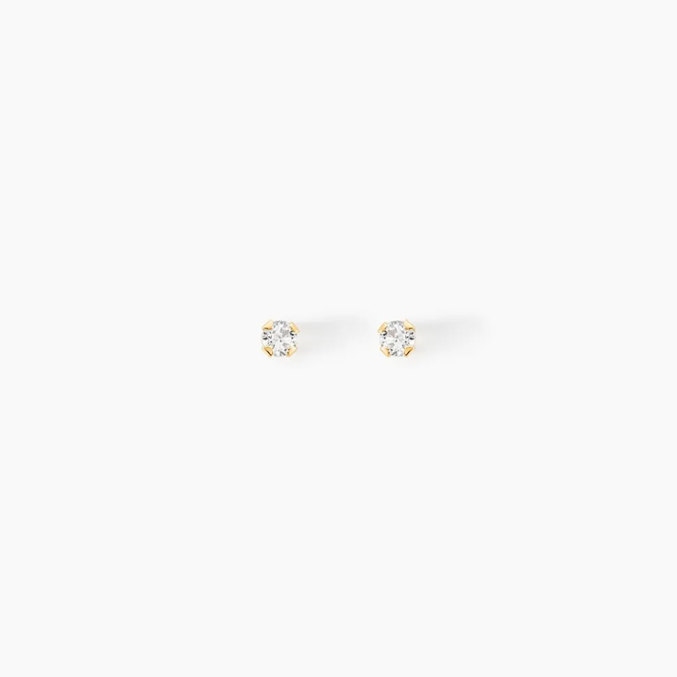 Boucles D'oreilles Puces Pepita Or Jaune Oxyde De Zirconium