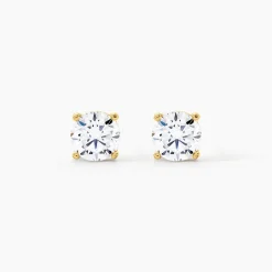 Boucles D'oreilles Puces Phebus Him Acier Doré Oxyde De Zirconium