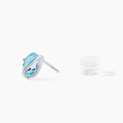 Boucles D'oreilles Puces Prudencia Or Blanc Topaze
