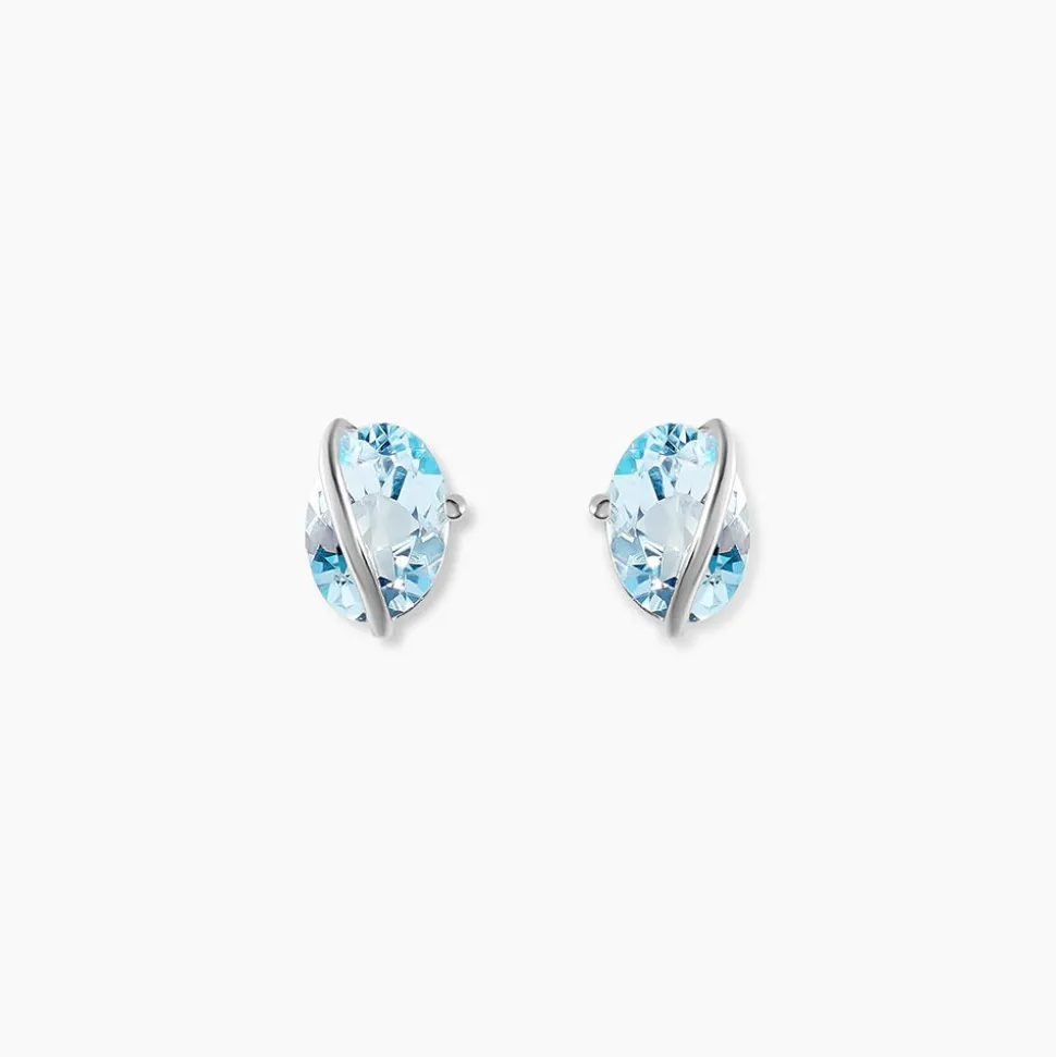 Boucles D'oreilles Puces Prudencia Or Blanc Topaze