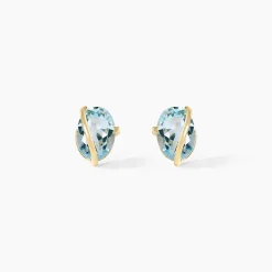 Boucles D'oreilles Puces Prudencia Or Jaune Topaze