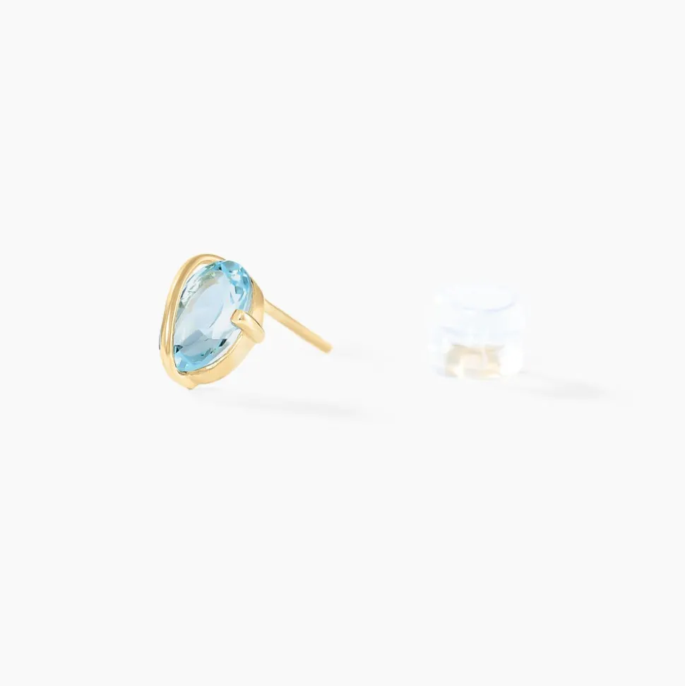 Boucles D'oreilles Puces Prudencia Or Jaune Topaze