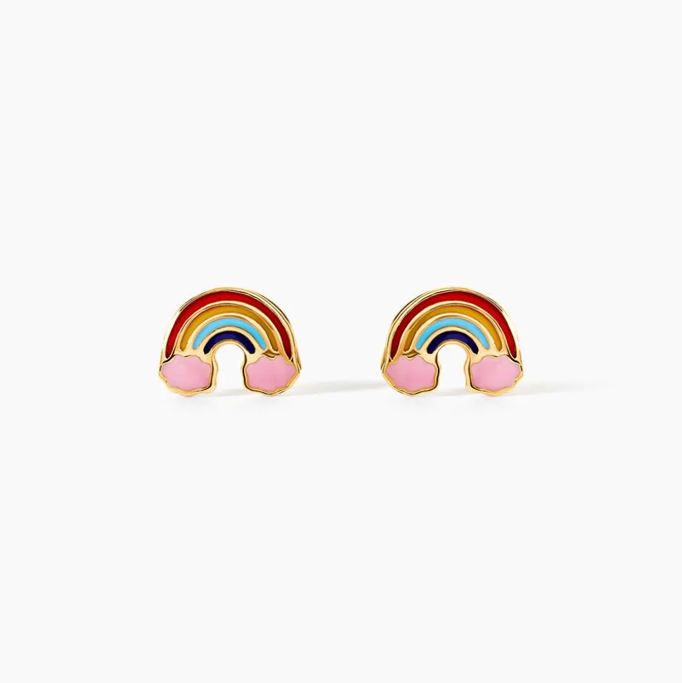 Boucles D'oreilles Puces Raine Or Jaune