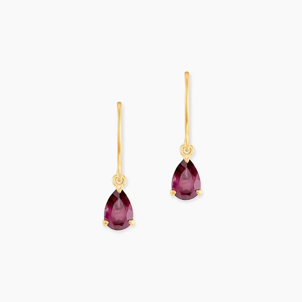 Marc Orian Pendantes|Cadeaux Mariage > Boucles D'oreilles Puces Rhodolite Goutte Or Jaune Rhodolite