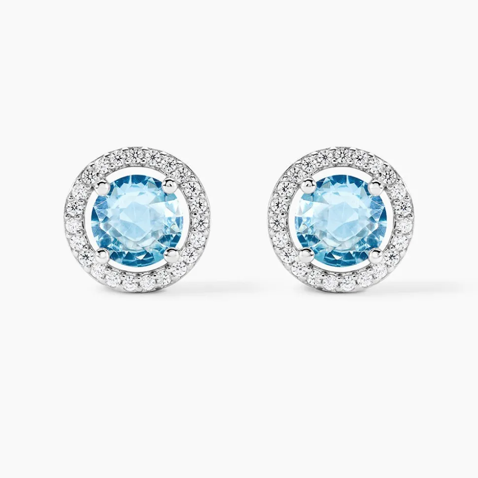 Boucles D'oreilles Puces Rio Argent Blanc Oxyde