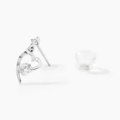 Marc Orian Bijoux Zirconium|Boucles D'Oreilles Cœur > Boucles D'oreilles Puces Romance Or Blanc Oxyde De Zirconium