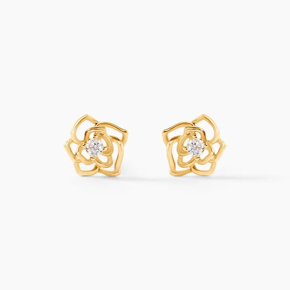 Marc Orian Boucles D'Oreilles Fleur|Bijoux Homme > Boucles D'oreilles Puces Rozsi Or Jaune Oxyde De Zirconium