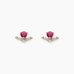 Marc Orian Cadeaux Mariage|Anniversaire De Mariage > Boucles D'oreilles Puces Sabella Or Jaune Rubis Diamant