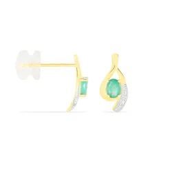 Marc Orian Cadeaux Mariage|Bijoux Émeraude > Boucles D'oreilles Puces Sagesse Or Jaune Emeraude Et Diamant