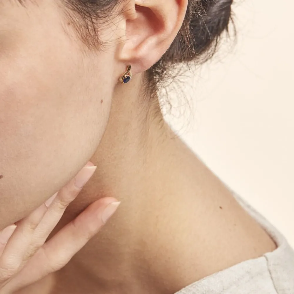 Marc Orian Cadeaux Mariage|Anniversaire De Mariage > Boucles D'oreilles Puces Sagesse Or Jaune Saphir Et Diamant