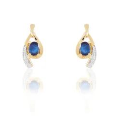 Marc Orian Cadeaux Mariage|Anniversaire De Mariage > Boucles D'oreilles Puces Sagesse Or Jaune Saphir Et Diamant