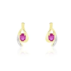Marc Orian Cadeaux Mariage|Anniversaire De Mariage > Boucles D'oreilles Puces Sagesse Or Jaune Rubis Et Diamant
