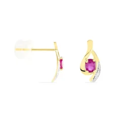 Marc Orian Cadeaux Mariage|Anniversaire De Mariage > Boucles D'oreilles Puces Sagesse Or Jaune Rubis Et Diamant