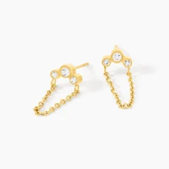 Boucles D'Oreilles Puces Sheima Acier Jaune Cristal