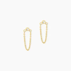 Boucles D'Oreilles Puces Sheima Acier Jaune Cristal