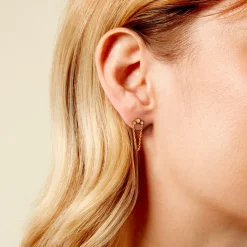 Boucles D'Oreilles Puces Sheima Acier Jaune Cristal