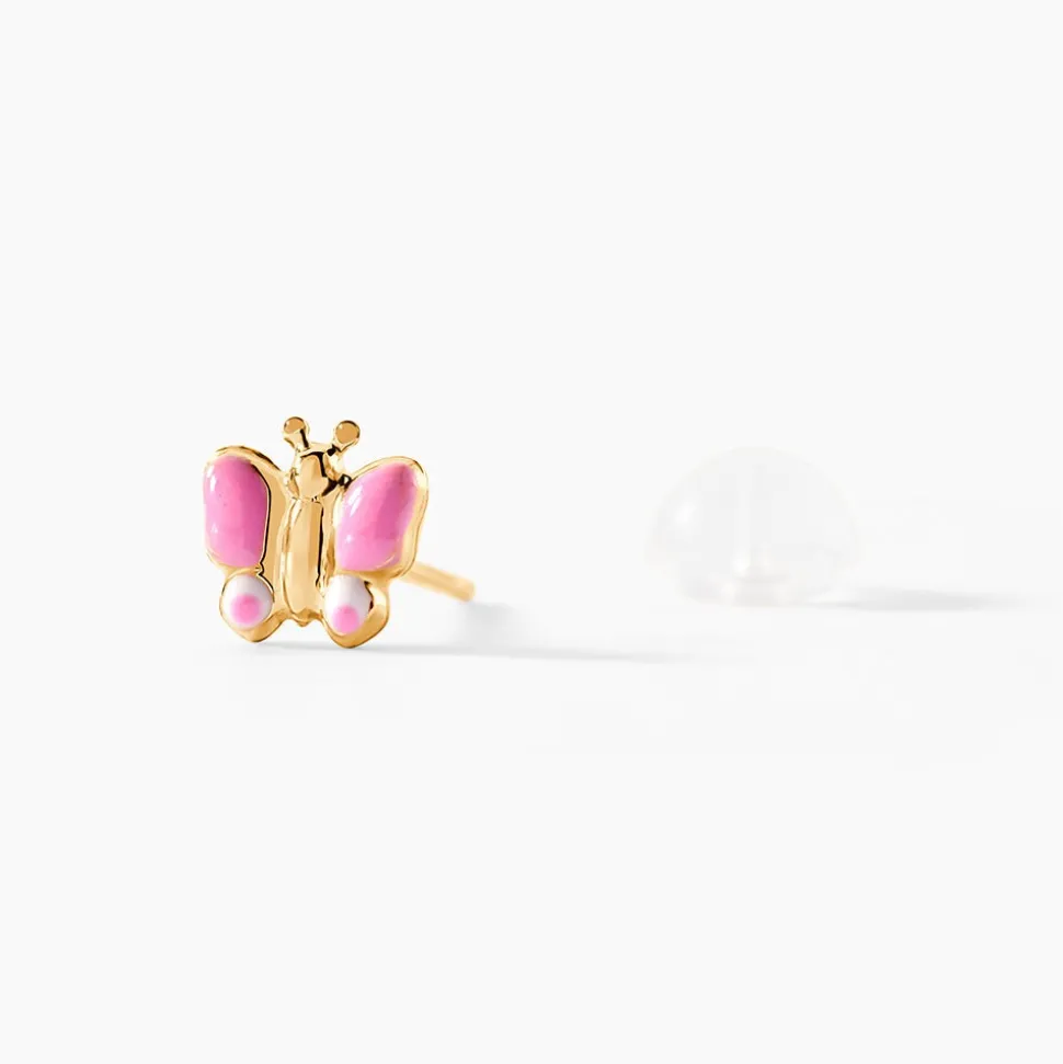Boucles D'oreilles Puces Sienna Papillon Or Jaune