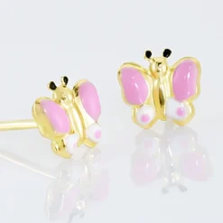 Boucles D'oreilles Puces Sienna Papillon Or Jaune