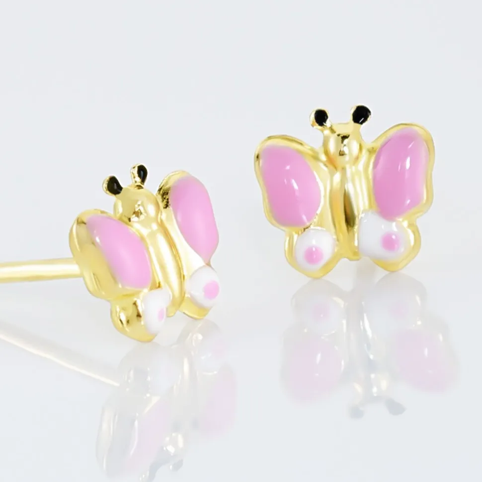 Boucles D'oreilles Puces Sienna Papillon Or Jaune