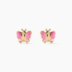 Boucles D'oreilles Puces Sienna Papillon Or Jaune