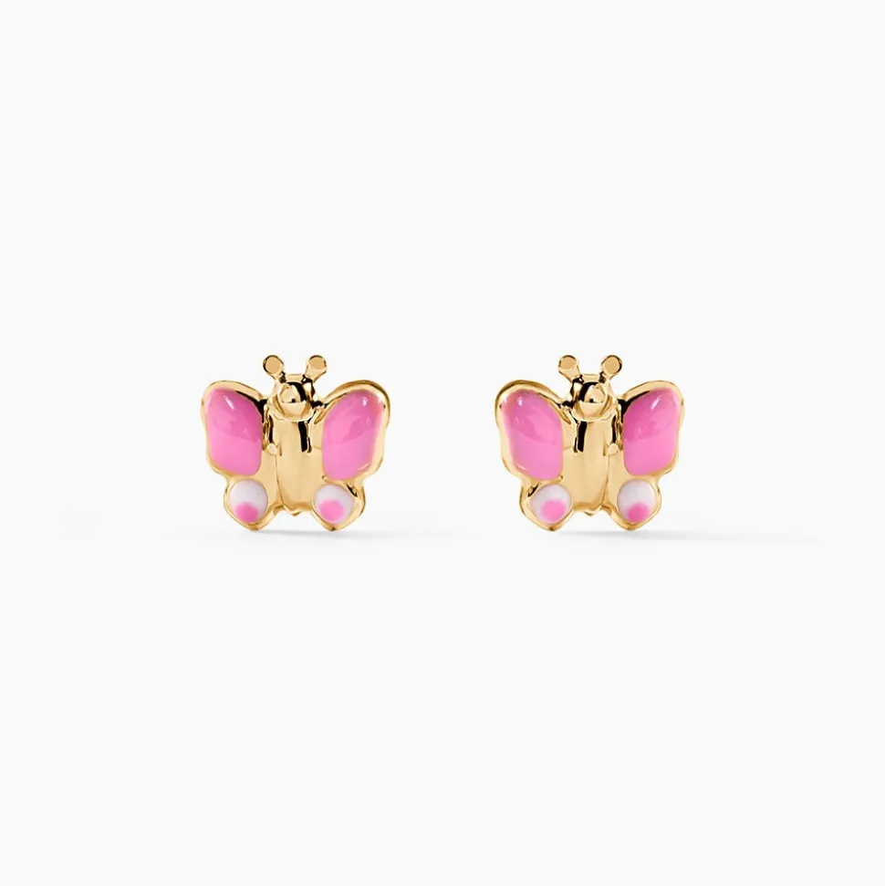 Boucles D'oreilles Puces Sienna Papillon Or Jaune