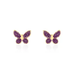 Boucles D'oreilles Puces Silia Papillon Or Jaune