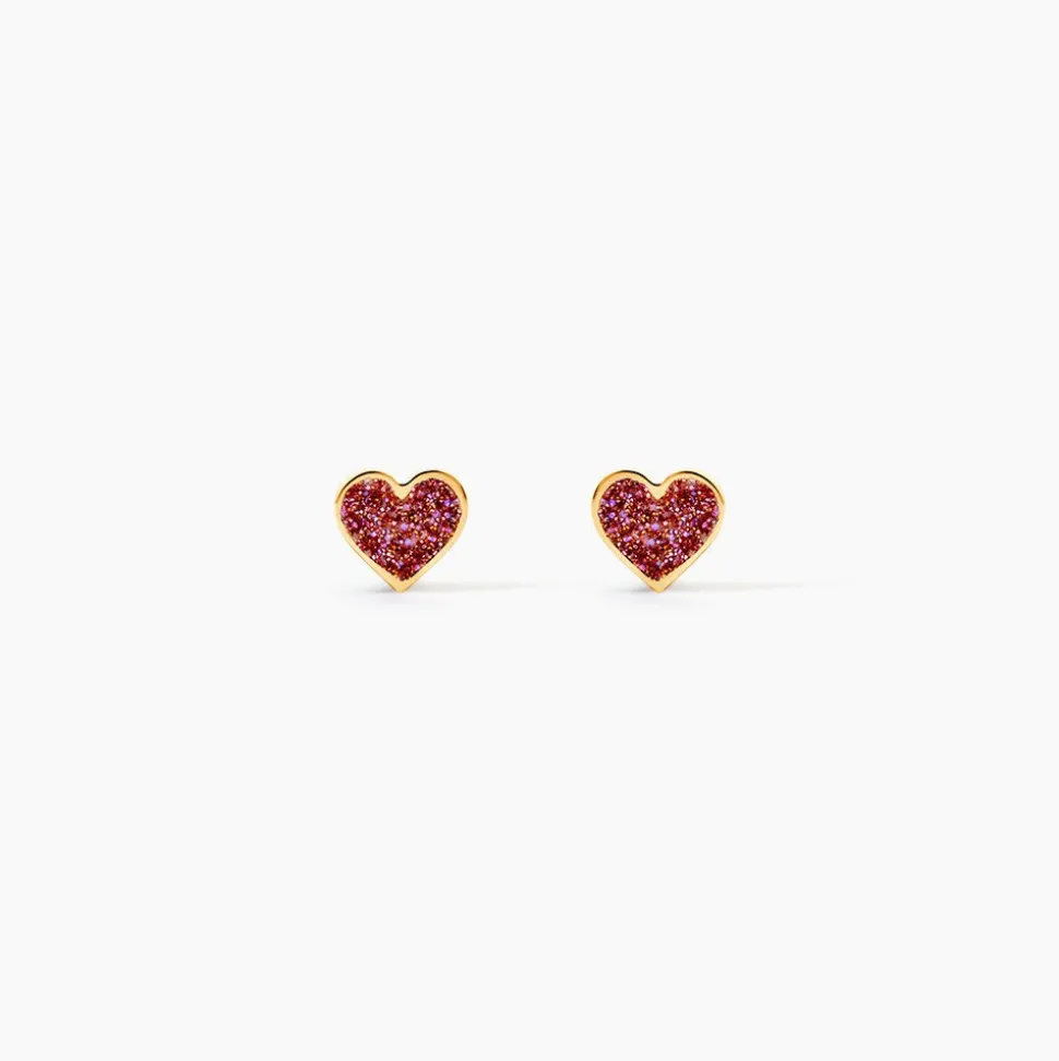 Boucles D'oreilles Puces Soraya Coeur Or Jaune
