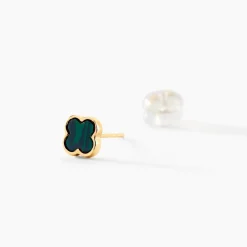 Marc Orian Idées Cadeaux Femme|Boucles D'Oreilles Or > Boucles D'oreilles Puces Stellya Or Jaune Malachite or jaune malachite vert