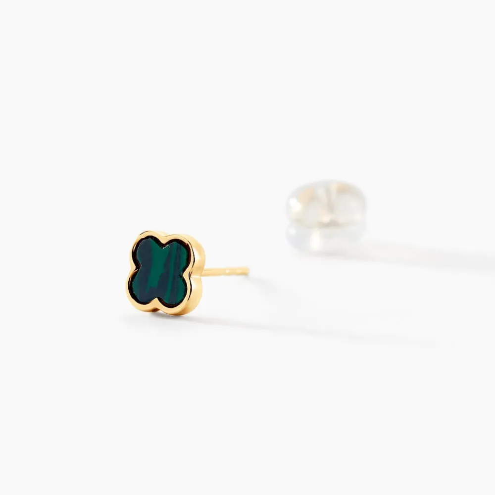 Marc Orian Idées Cadeaux Femme|Boucles D'Oreilles Or > Boucles D'oreilles Puces Stellya Or Jaune Malachite or jaune malachite vert