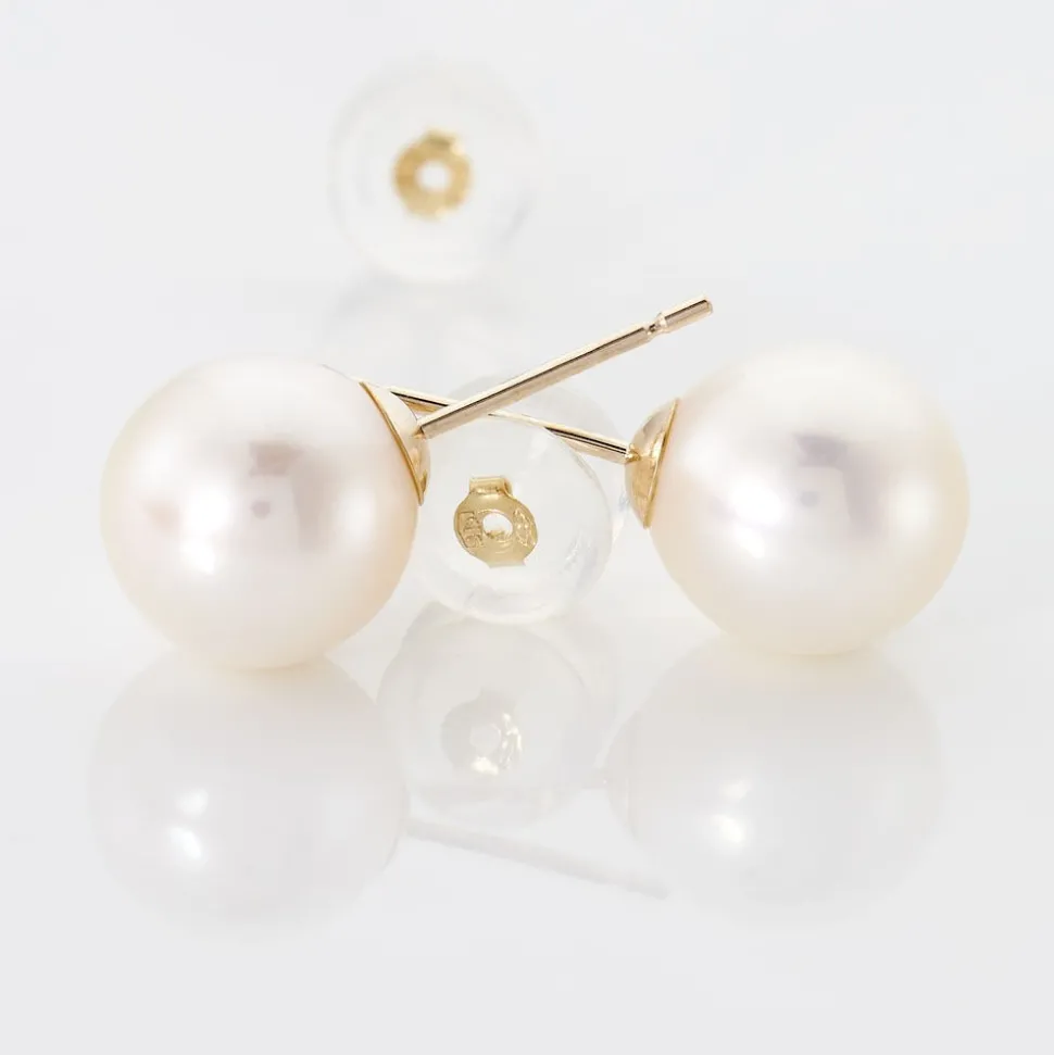 Boucles D'oreilles Puces Suki Or Jaune Perle De Culture