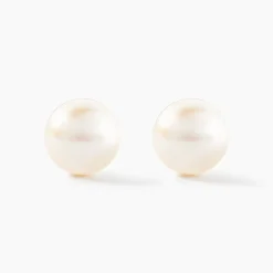 Boucles D'oreilles Puces Suki Or Jaune Perle De Culture
