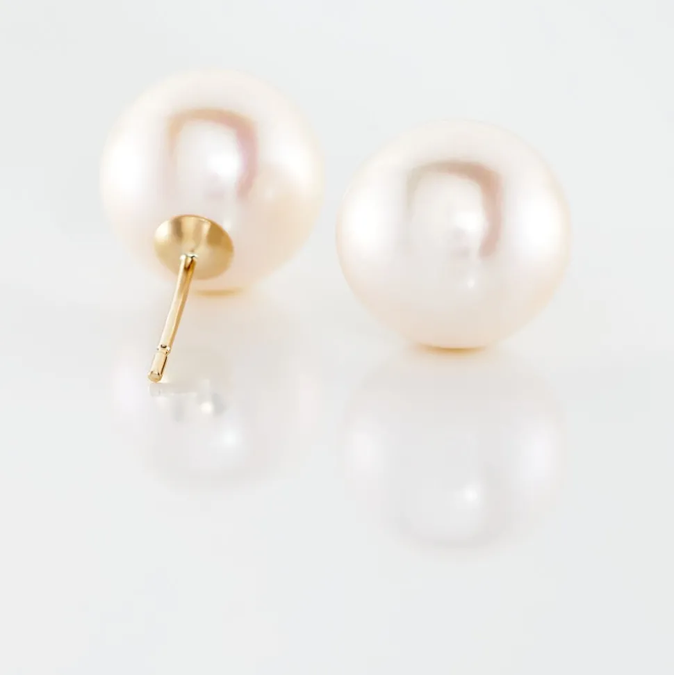 Boucles D'oreilles Puces Suki Or Jaune Perle De Culture