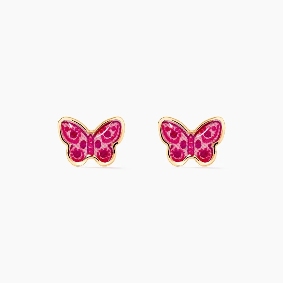 Boucles D'oreilles Puces Sulivia Papillon Or Jaune