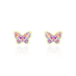 Boucles D'oreilles Puces Sulivia Papillon Or Jaune