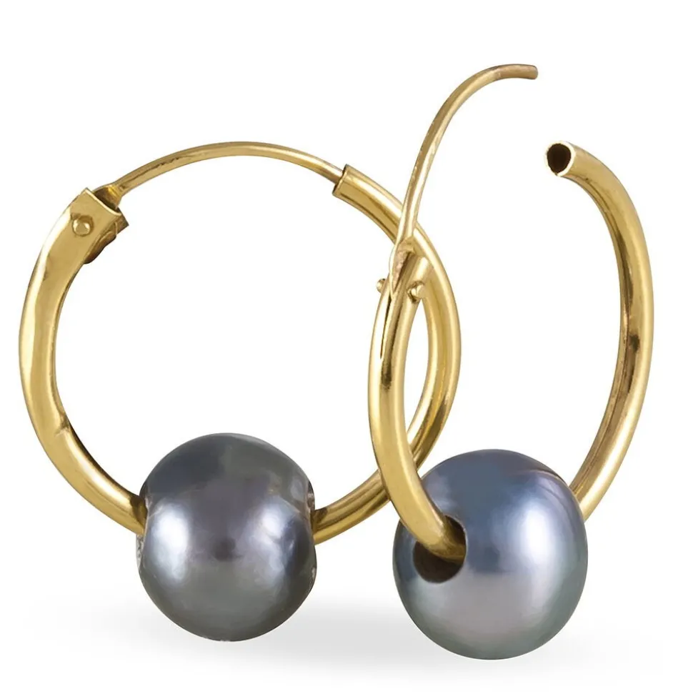 Boucles D'oreilles Puces Suraya Or Jaune Perle De Culture