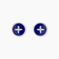 Marc Orian Boucles D'Oreilles Fleur|Boucles D'Oreilles Argent > Boucles D'Oreilles Puces Talismania Argent Blanc Lapis Lazuli